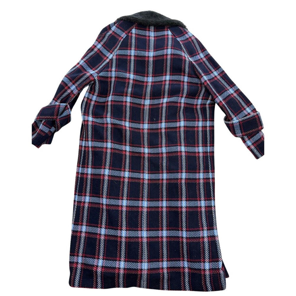 Victor Alfaro Oversized Plaid Tweed Faux Fur Collar Size Medium - Picture 3 of 8